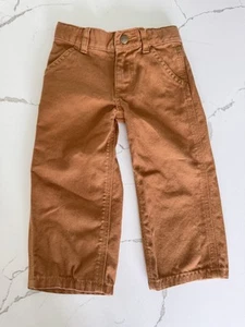 Carhartt Boys 2T Utility Brown Work Pants Canvas Cargo Adjustable BN8303-B EF - Picture 1 of 12