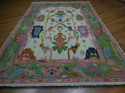Turkish Oushak Rug, Modern Multicolored Area Rug, Handmade Bohemian Rug, 6x9 Ft - Image 1 of 4