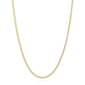 18K Yellow Gold Over Silver 2mm White Pave Franco Chain (Solid Links) 18"-24" - Picture 1 of 13