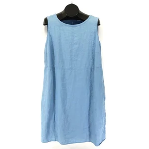 J. Jill Love Linen Sleeveless Shift Dress Women's XL Blue Pockets Summer Casual - Picture 1 of 14
