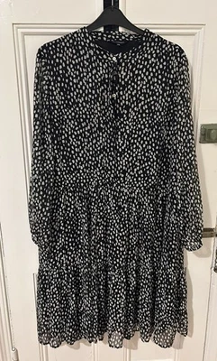 Lovely KALEIDOSCOPE Black & White Print Floaty Button Down Long Dress Size 20  - Image 1 of 4