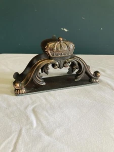 Vintage Crown Scroll Letter Holder -Ornate Cast Metal Decor - Picture 1 of 7