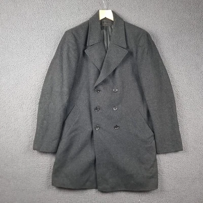 Casaco masculino UNIQLO M médio carvão preto lã cashmere peito duplo - Imagem 1 de 4