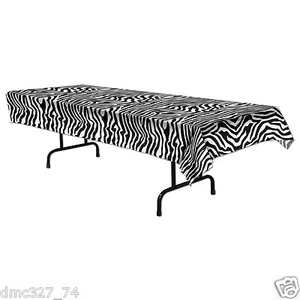 Zoo Safari JUNGLE ZEBRA PRINT Party Decoration Plastic TABLE COVER 54" x 108" - Picture 1 of 1