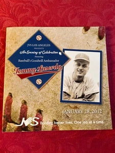 Tommy Lasorda LA Dodgers-2012 Award Dinner Program JVS Los Angeles charity, rare - Picture 1 of 4