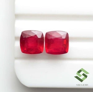 7x7 MM Natürliche Rubin Exzellent Kissen Schnitt Mosambik Paar 4.80 Cts Lose - Picture 1 of 11