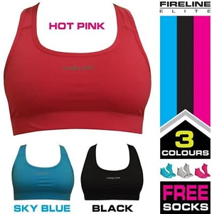 Sports Bra running gym clothing sports black blue pink crop top + anklet socks - Picture 1 of 4