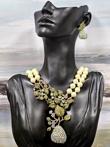 HEIDI DAUS "ANJOLIE" CRYSTAL PEAR MULTI STRAND DROP NECKLACE, EARRINGS SET - NWT - Picture 1 of 18