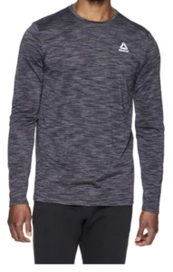 Reebok Mens Stride Performance Long Sleeve T-Shirt-Black Heather-Sm or Med-NWT - Picture 1 of 3