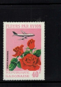Avión Gabón 1971 40fr rosas flores montado sin montar o nunca montado Scott C109B - Imagen 1 de 1