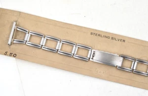 1930’s Men’s Sterling Silver & Enamel Link Watch Bracelet MINT OLD STOCK - Picture 1 of 6