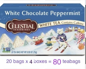 KETO Lot 4 Celestial Seasonings White Chocolate Peppermint White Tea =80 bags - Picture 1 of 4