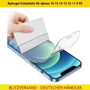2X HYDROGEL DISPLAY PANZER SCHUTZ GEL FOLIE IPHONE 16 15 14 13 12 11 X XS CURVED - Bild 1 von 6