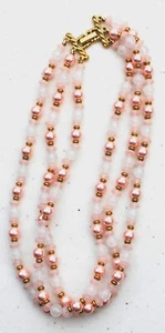 White & Pastel Pink Pearl and Acrylic Bead Multistring 14.5-17" Necklace - Picture 1 of 3