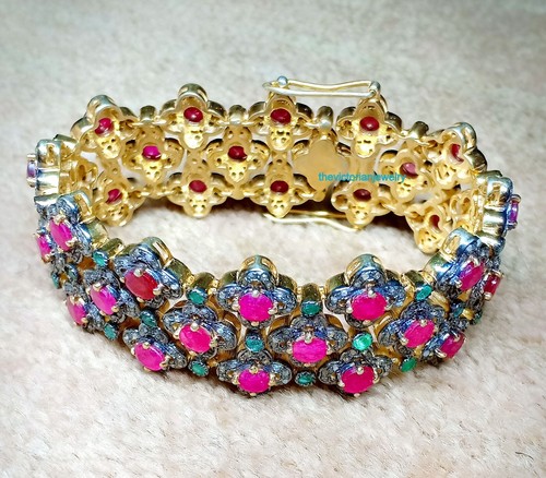 VALENTINO Bracciale Rubino Naturale Smeraldo Pavè Diamanti Gioielli Fatti a Mano Regalo Matrimonio per Lei