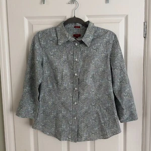 Camicia donna Talbots taglia 8 floreale paisley manica 3/4 - Foto 1 di 10