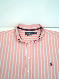 Ralph Lauren Men's Shirt Size 2XLT Tall 2XL Classic Fit Striped Red Oxford Polo