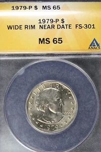 1979-P ANACS MS65 Wide Rim Near Date FS-301 Susan B. Anthony Dollar!! #E1345 - Picture 1 of 2