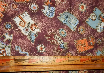 Laurel Burch Fantastic Felines Clothworks marrón gato gatito algodón edredón tela 30 Foto 1 de 3