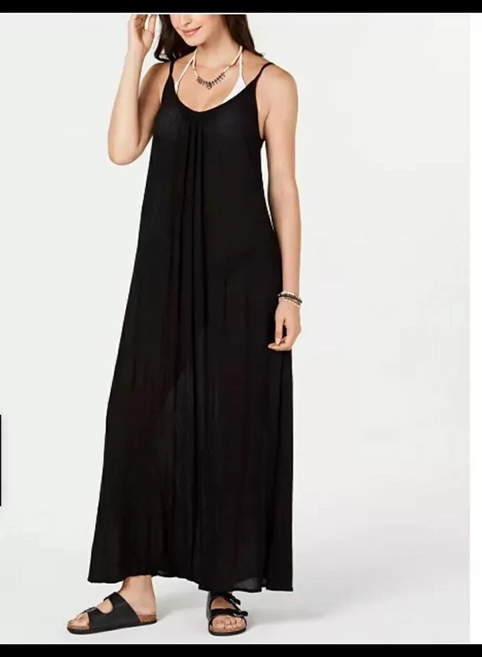 Raviya X2212 Black Sleeveless Rayon Cover-Up Maxi Dress Size M