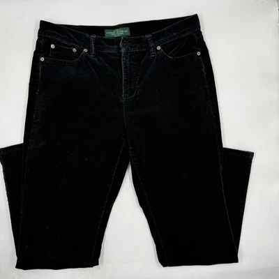 Pantalones de pana negros Lauren Ralph Lauren clásicos calce recto talla 10P para mujer Foto 1 de 4