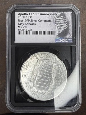 2019 P $1 Apollo 11 50th Anniversary Silver Dollar NGC MS 70 Early Releases 999 - Image 1 of 4