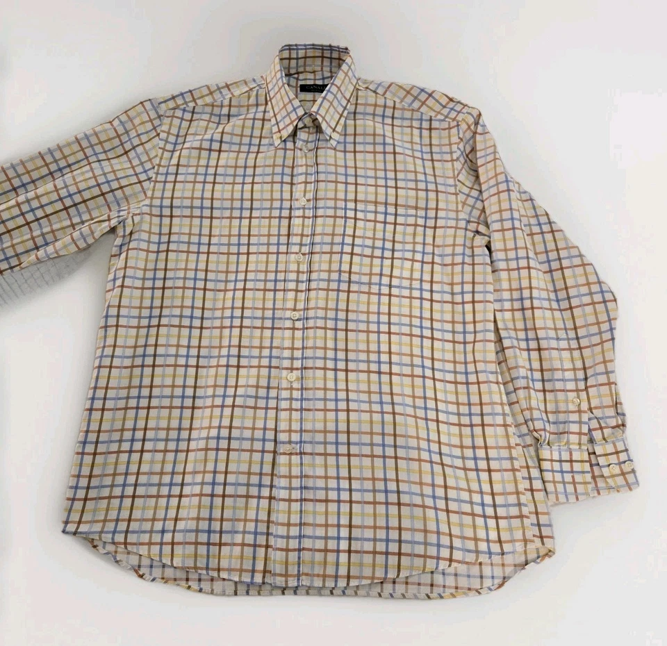 Рубашка мужская Canali большая рубашка на пуговицах повседневная Oxford сделано в Италии  - Изображение 1 из 4