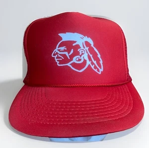 Vintage Indians logo Foam Snap Back Trucker Hat twill logo Cap Mesh Back - Picture 1 of 18