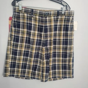 Pantalones Cortos Izod Para Hombre Deportivos de Lujo a Cuadros Azul Gris Caqui y Blanco Preppy Talla 34 Nuevos con Etiquetas - Imagen 1 de 13