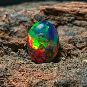 3.80 CT Black Opal Stone Genuine Natural Opal Gemstone Oval Shape Smooth Opal - Picture 1 of 9
