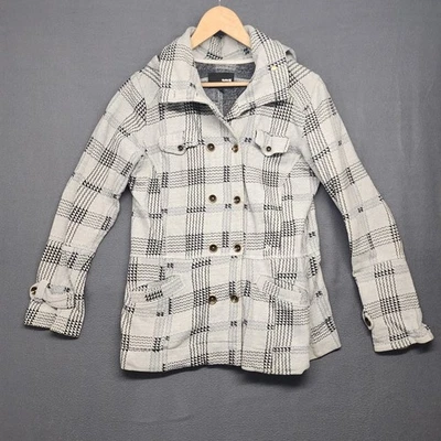 Chaqueta Hurley Mujer Gris Medio Negro Cuadros Con Capucha Doble Pecho Algodón SPOT Foto 1 de 4