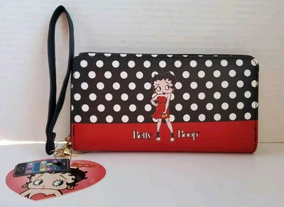 Бумажник с ремешком Betty Boop черный/многоцветный двусторонний новый с Ярлыками 2021 веганский *ЧИТАЙТЕ* - Изображение 1 из 4