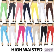Womens High Waisted Cotton Leggings Full Length NOT SEE THROUGH V1