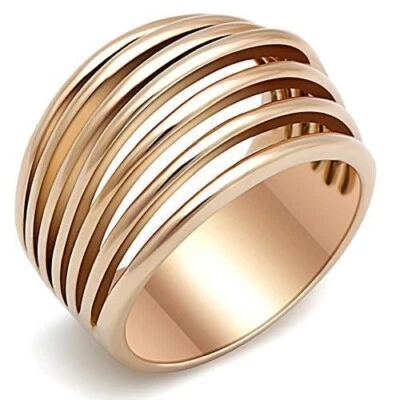 Rose gold band ring womens highly polished smooth 14kt raised - Image 1 of 4