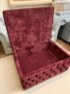 cherry storage footstool buttoned chesterfield style occasional & coffee table - Picture 1 of 10