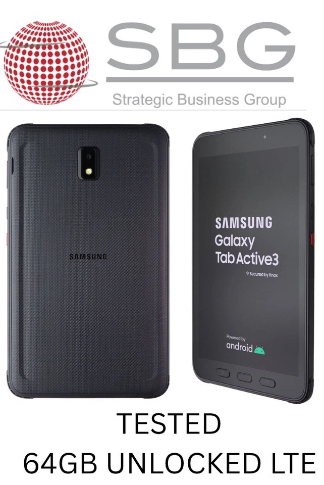 Samsung Galaxy Tab Active 3 Tablet 64GB Black | SM-T577U | Unlocked |A/B| LTE - Image 1 of 1