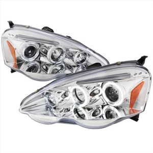 Faros proyectores cromados para 02-04 Acura RSX DC5 con doble halo tipo S base K20 - Imagen 1 de 4