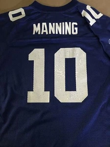 Camiseta deportiva de los NY Giants #10 Eli Manning Reebok juvenil L 14-16 azul malla de nailon usada en excelente estado - Imagen 1 de 7