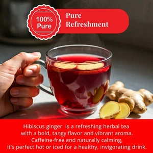 50 Hibiscus Tea Bags, Hibiscus Tea with Ginger Blend, Te De Hibisco, Detox Tea - Picture 1 of 9
