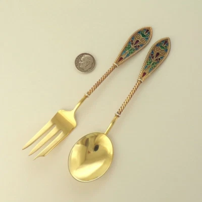 JGK Johan Kjaerland 925 Sterling PLIQUE A JOUR Dessert Set FORK SPOON Norway - Image 1 of 4