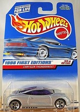 1998 Hot Wheels #671 First Edition 32/40 CHRYSLER THUNDERBOLT Gray w/5 Hole Sp