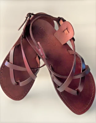 Brown Leather Jesus Roman Sandals Mens Womens Strap Handmade US 5-16 EU 36-50 - Image 1 of 4