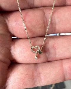 Genuine 9CT Yellow Gold Necklace - Double Heart Necklet - Gift Boxed - Picture 1 of 6