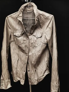 All Saints Wrinkled Lorrimer Leather Lamb Jacket Tan Brown Size 8 (BK) - Picture 1 of 4