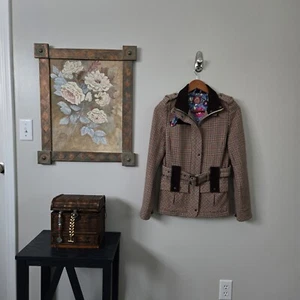 Ness Tweed Field Jacket Coat 70% Wool Country Size US 6 Houndstooth Multicolor - Picture 1 of 15