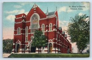 Postal de la Iglesia de Santa María en Clinton Iowa c1910 - Imagen 1 de 2