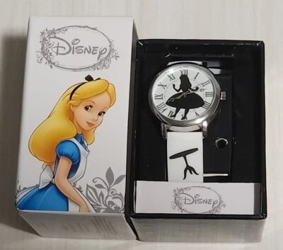 Disney Alice in Wonderland Watch Black White Alice Silhouette Silicone Band  - Image 1 of 4
