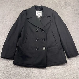 Military Pea Coat Womens 12 Black Wool Quarterdeck Defense Logistics Agency - Picture 1 of 12