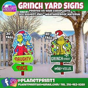 Grinch Road Signs! Holiday Lawn décor, Weather proof vivid colors 
