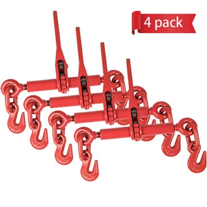 4PC 2200 LB. 1/4" or 5/16" Ratchet Load Binder Chain Equipment Tie Down Rigging - Picture 1 of 5